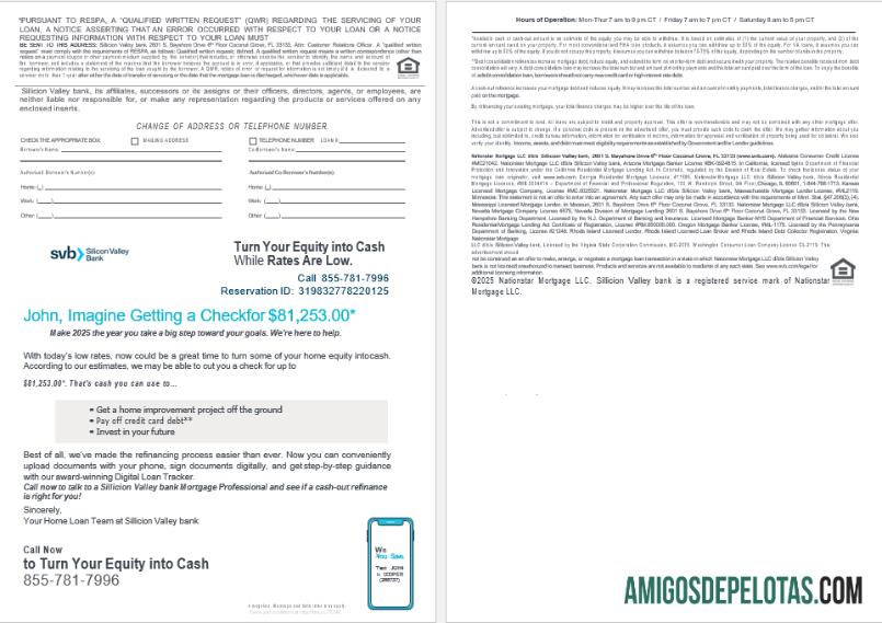 Extrato de empréstimo hipotecário do Banco do Vale do Silício dos EUA, Flórida, em formatos Word e PDF, 4 páginas 3 4 modelo